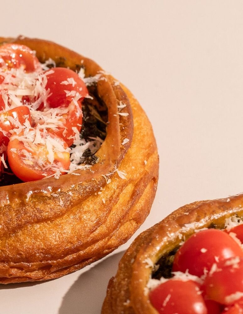 Breadko danish with cherry tomato and pesto